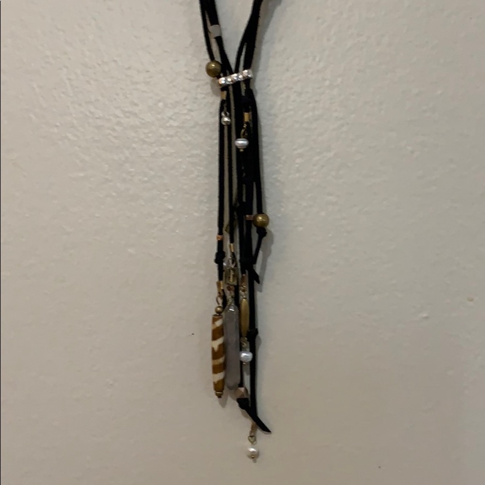 Free people leather layered necklace